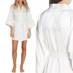 NEW Nordstrom The Bride Satin Wrap Size XL In Bloom Jonquil White‎ Robe Wedding